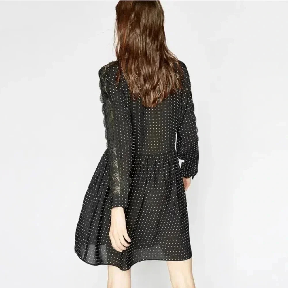 The Kooples Polkadot and Lace Shirt Dress - Picture 2 of 11